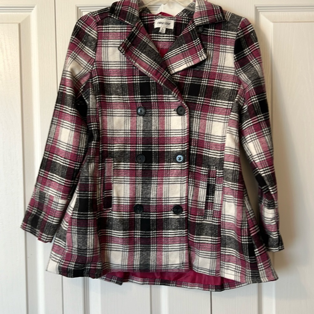 New Look Girls Plaid Jacket Coat Size Large NWT